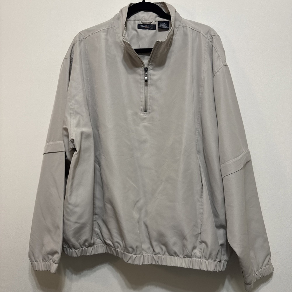 George Golf Pullover Jacket Mens XL Beige Detachable Long Sleeve 1/4 Zip EUC - Picture 1 of 8